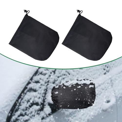 Image of 2 PCS Car Snow Cover, Oxford Rearview Cover, 12.99 inch x 10.62 inch Side View Mirror Cover, Elastic Cord Waterproof Cover, Automotive Protective Guard, Universal for Most Cars, Trucks (Black)