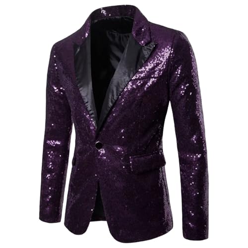 Men's Suit Round Sequin Pocket Single Row Button Wedding Groom Stage Show Hosting Casual Blazers