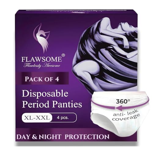 Image of Flawsome Period Panty For Girls & Women, (XL-XXL), 4 Pcs, 360 Degree Coverage, 0% Leaks, High Absorbency For Heavy Flow, Maternity Delivery Pads, Postpartum & Overnight Protection, Disposable Panty
