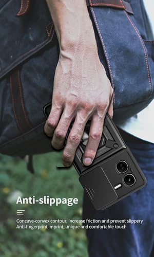 Image of SPAZY CASE Plastic Iqoo Z9X 5G Back Cover | Heavy Duty Hybrid Case with 360 Degree Rotating Finger Ring Holder + Slider Shutter Camera Protection Case for Iqoo Z9X 5G 5G - Blue