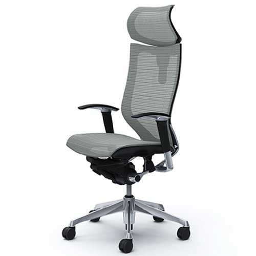 オカムラ オフィスチェア バロン 可動ヘッドレスト 可動肘 座メッシュ ライトグレー CP81AR-FDH3
