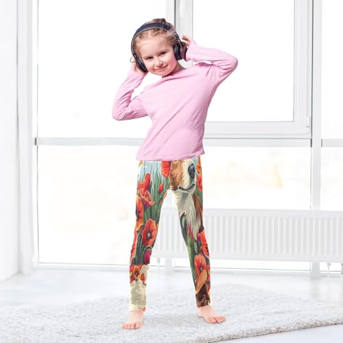 Bolaz Toddler Girls Leggings Printed Yoga Pants Leggings Cowboy Hat Dog Poppies for Kids4