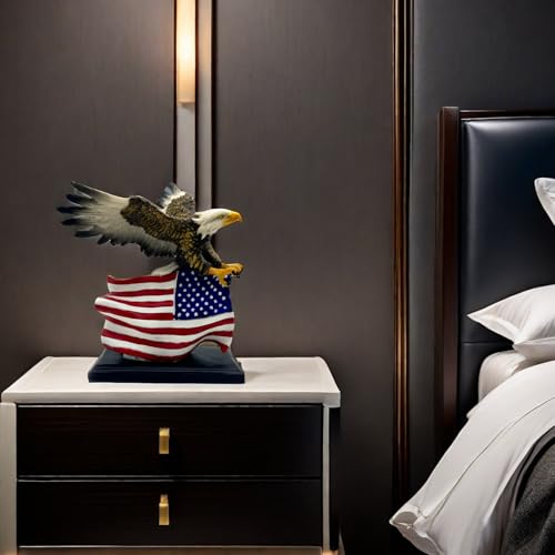 Estatua de Águila Calva con Bandera Americana 7.9x5.9x9 in miniatura 6