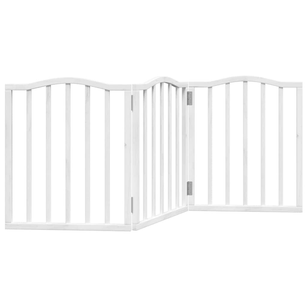3-TLG. faltbares Hundetor aus Pappelholz, weiß 150 cm, ohne Bohren montierbar, platzsparend zusammenfaltbar für sicheres Halten von Haustieren im Wohnzimmer, Küche