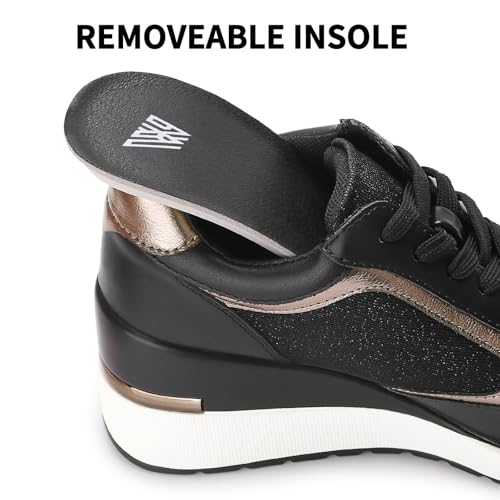 Wedge Sneakers for Women Non-Slip Womens Fashion Sneakers Casual Glitter Mesh Walking Shoes Lightweight Platform Work Shoes4