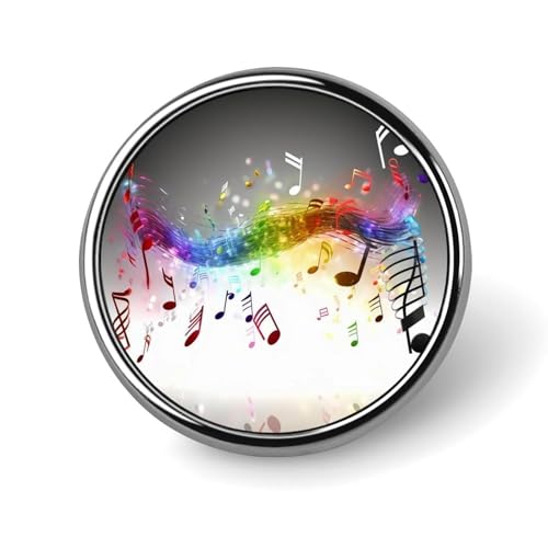 Aluminium Alloy Round Badge Brooch Pins for Men Jumping Musical Notes Brooches Elegant Pin for Women Fashion Button Badges Brooch Badge for Hats Jackets Shirts