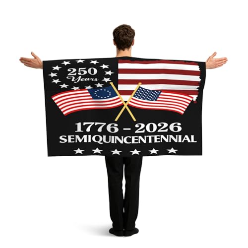 NUJTKAU 1776-2026 Semiquincentennial Betsy Ross Flag Cape with Sleeves Wearable Outfits Cloak Costume Accessories for Party Favors Celebrations