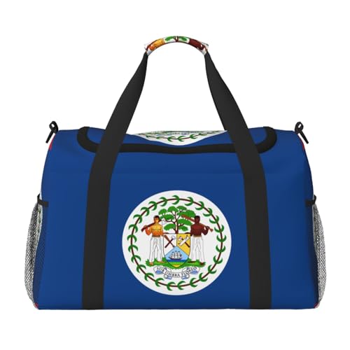Belize Flag Print Large Hand Travel Bag, Waterproof Tote Handbag for Women, Duffel Bag Sport Gym for Men