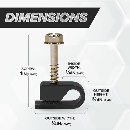 image for THE CIMPLE CO Wire Clips, Single Cable Wall Clip, Coaxial, Cat6, Elect