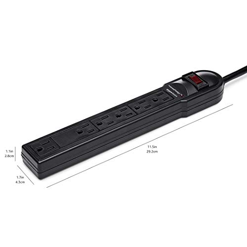 Image of Amazon Basics Surge Protector Power Strip, 6-Outlet, 790 Joules, Circuit Breaker, LED Indicator, 6ft Extension Cord, Black, 10-Pack