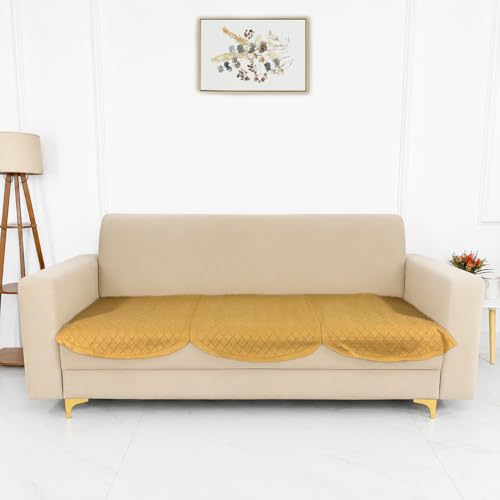 Image of Homerz Premium 'Surya Series' Sofa Cover | Stylish Sofa Protector | Net Fabric | Anti-Stain & Washable Slip Cover Exact Size Antislip (New Jerry Chikku, 5 (3+1+1) Seater, Only Seat Cover)