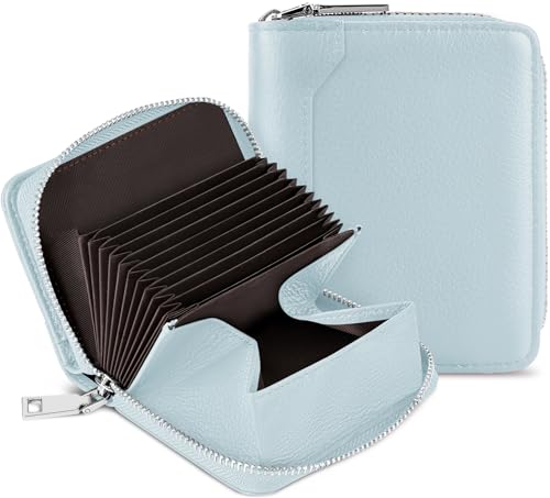 Image of HUANLANG Mens Wallet RFID Blocking Multi Card Holder Wallets for Men Bifold Wallet with Zipper Small Men's Leather Wallet