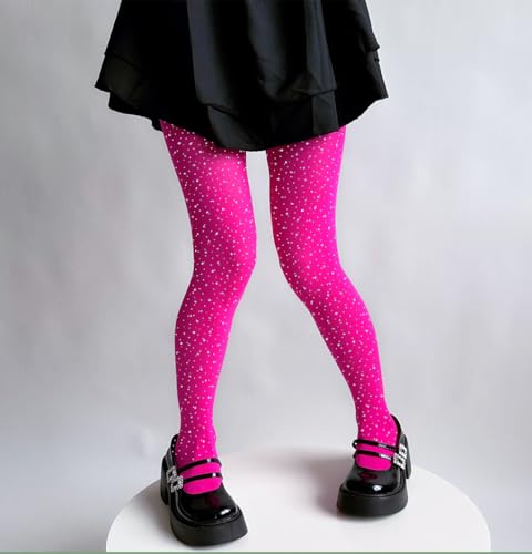 Image of LUCKELF Girls Glitter Tights, Soft Opaque Tights Sparkle Rhinestone Tights School Dress Dance Stockings