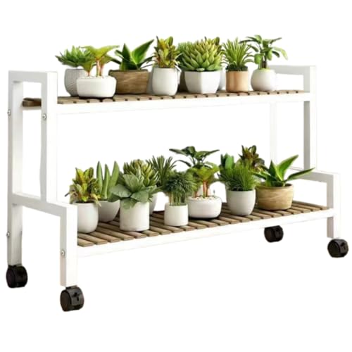 AOUTN ガーデニング 棚 プランタースタンド 花台 室内&屋外 プランターラック ブラックフラワースタンド 園芸プランターラック 花台 室内外兼用 植栽スタンド フラワースタンド アイアン 2段 3段 4段観葉植物 (2層-100cm,ホワイト)