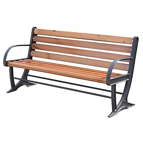 Bancos de Parque Bancos de terraza, Bancos de Asientos de Patio de Hierro Fundido y Madera Maciza, Asientos con Respaldo con reposabrazos, Adecuado para césped/Porche/g/balcón, An