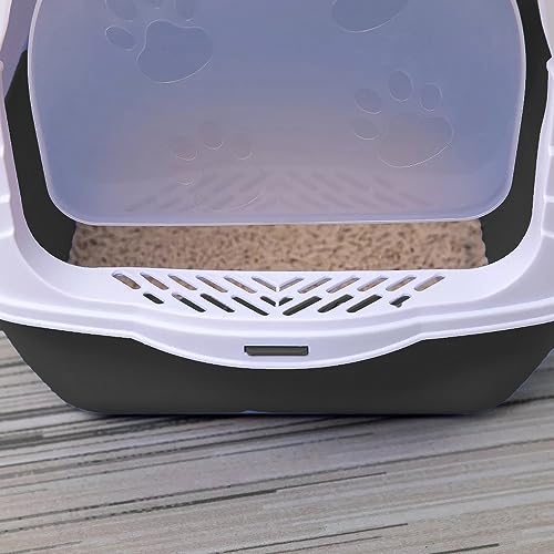 Image of 24x7 eMall Black Cat Litter Box Cat Litter Tray with Dome and Scoop with Foul Smell Absorber 18 x14 x14 Inch (45x35x35Cm)
