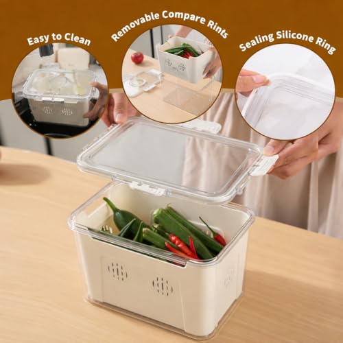 Image of HOKIPO BPA Free Food Grade Plastic Fridge Storage Containers with Lid - Crisper Containers for Fresh Vegetables, Fruits & Food | Freezer & Kitchen Organizer Set for Home Use (AR-6711)