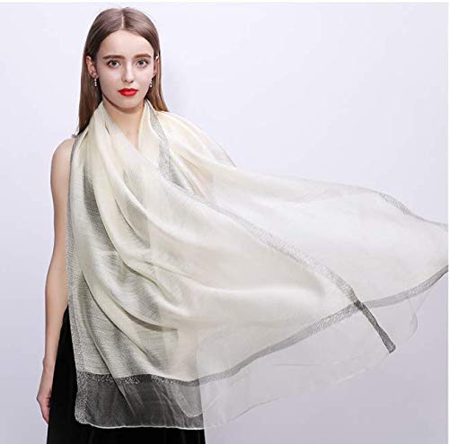 HURESON Lightweight Silk Scarf Elegant Soft Shawls and Wraps for Evening Dresses White glitter Scarves for All Seasons Gift for Women2