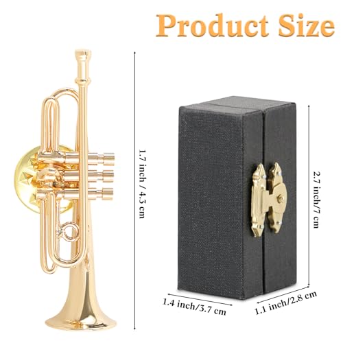 Image of EASTROCK Miniature Trumpet Brooch Pin, Mini Trumpet Pin Fashion Lapel Brooch for Men Women with Case Musical Gift Birthday Gift