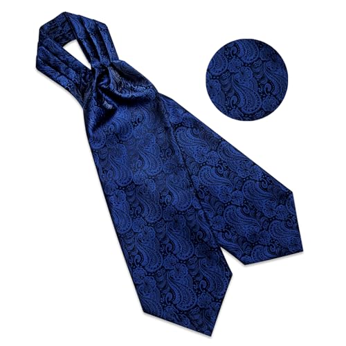 Image of DiBanGu Silk Woven Ascot Cravat with Pocket Square Set for Men