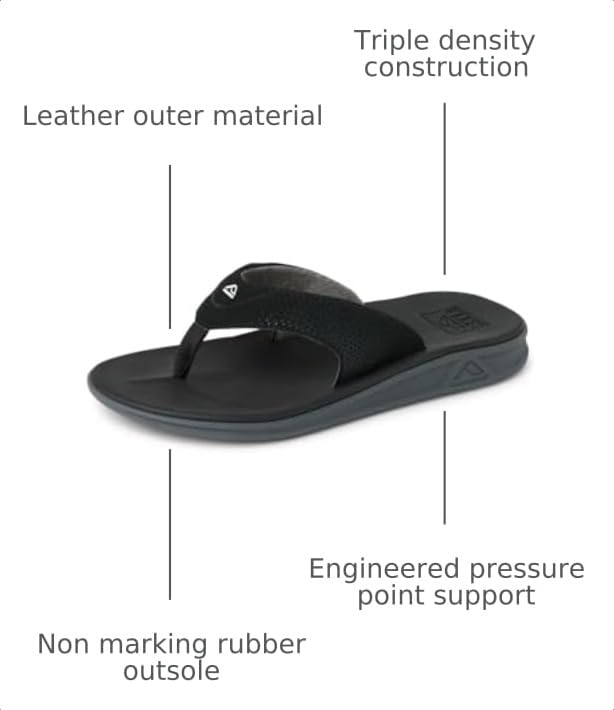 Image of Reef Rover Mens Flip Flop, Supportive & Ultra Soft Footbed, Durable Non Marking Outsole