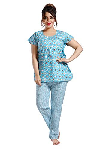 Image of Fabme Women's Cotton Printed Kaftan and Pyjama Set