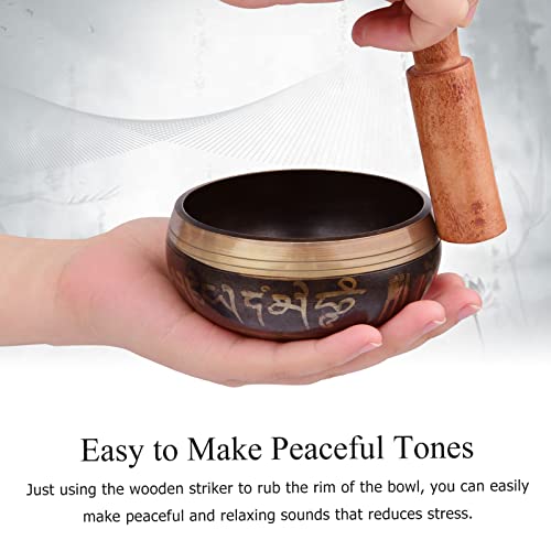 Mingzhe Tigela de Canto Tibetana com Tigela de Som de Metal Artesanal de 8,5 cm/3,3 Polegadas E Almo