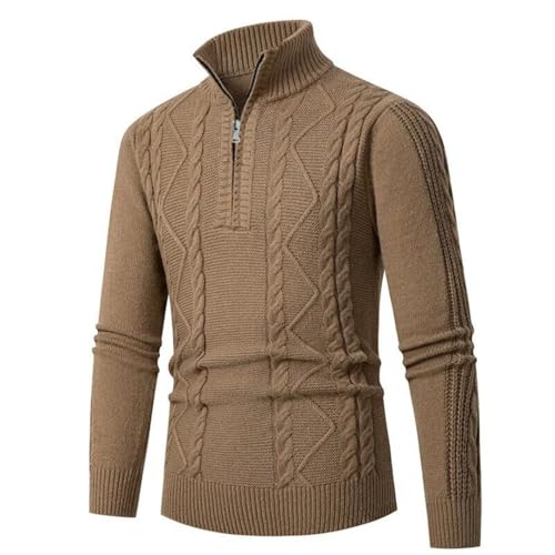 Men Winter Knit Pullovers Korean Style Slim Fit Knitted Half Zipper Sweater2