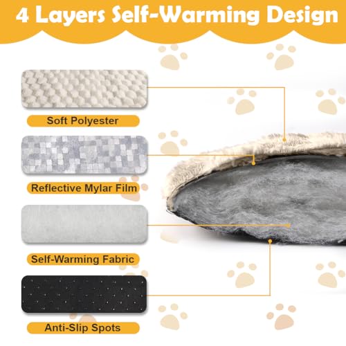 XIAPIA Selbstheizende Decke Katze & Hunde, Flauschig Selbstwärmende Katzendecke ohne Kabel, Wärmedecke Heizdecke ohne Strom, Washbar Thermodecke Katzenkissen (Weiß, 90 * 60)