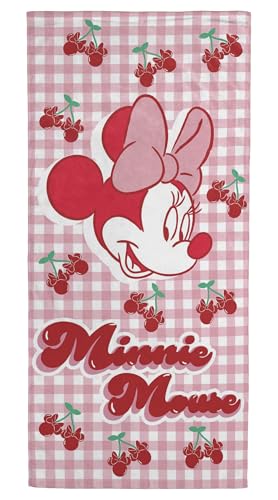 Jay Franco Beach Towel - 100% Cotton Kids Super Soft Absorbent Bath Towel 28 x 58 Inch Lightweight for Travel Official Licensed Product Red - Minnie Mouse