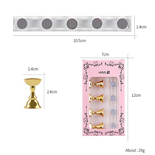 4 Sets Acrylic Nail Display Stand Diy Nail Crystal Holder Magnetic Practice Stands For False Nail Tip Manicure Tool (2 Gold) #TOP6