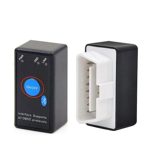 OBD2 Bluetooth HaiMa ELM327 V1.5 con chip PIC18F25K80 y botón de encendido negro