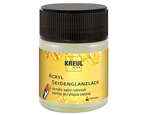 KREUL 79407 - Vernis acrylique satiné à base de résine - 50 ml - Verre brillant - Transparent - Protection et revêtement pour peinture sèche - Convient pour l'intérieur et l'extérieur