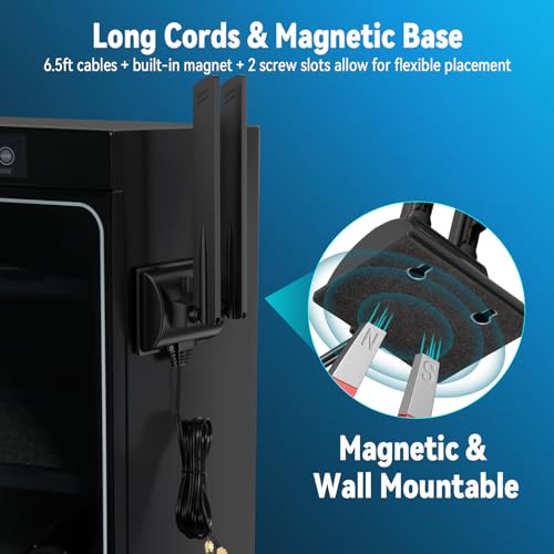 Image of Eightwood WiFi 6E Antenna Tri-Band 6GHz 5GHz 2.4GHz RP-SMA WiFi Antenna Magnet Mount Base for PC Desktop Computer Motherboard WiFi Bluetooth Card Wireless WiFi Router