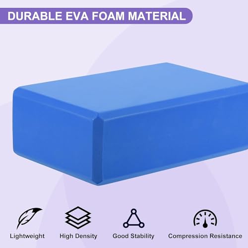 Image of Yoga Blocks Set of 2, Yoga Bricks, High Density Premium EVA Foam Yoga Block for Strength, Balance, and Flexibility, Odour Resistant (3 x 6 x 9 inch) (Blue)