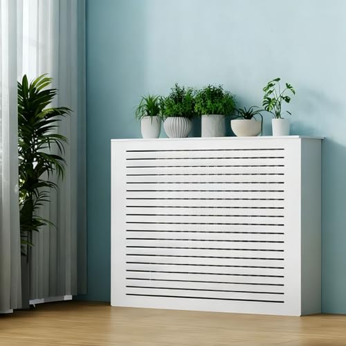 Altovexis Radiator Cover Shelf White Louvered Heating Cabinet Radiator Shelf Cover Stable Heater Cover for Home Living Office Decorative Cabinet (23.6 Lx27.6 Hx7.9 D)
