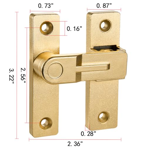 Image of Gold Flip Barn Door Lock - 180 Degree Barn Door Lock Privacy Latch - Zinc Alloy Security Latches for Barn Doors, Windows, Garden Gates, Cabinets, and Sliding Doors
