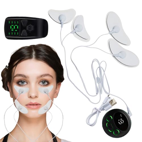 Masajeador Facial Reafirmante - con Parche Estimulación EMS Masajeador Muscular 8 Modos,19 Niveles estimulador eléctrico Facial microcorriente Intensidad
