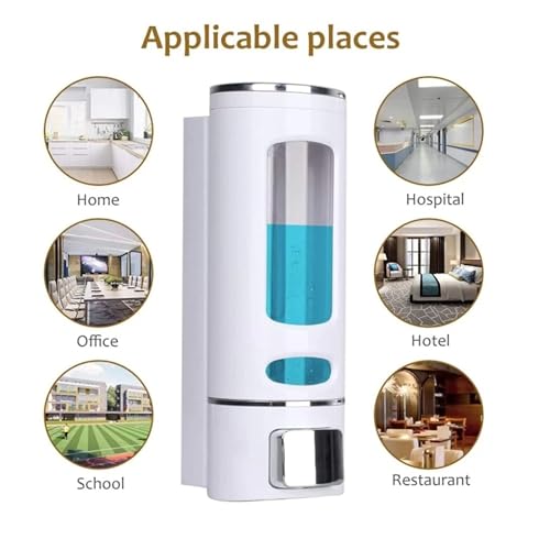 Image of ABS Plastic Soap Dispenser for Bathroom Wall Mounted Shampoo Conditioner Hand Wash Gel Dispenser Liquid Soap Sanitizer Dispenser for Basin Kitchen Sink 400Ml Pack of 1 (White)