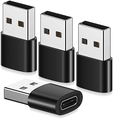 Adattatore USB-C A USB 4 Pezzi | Convertitore Type-C | Per IPhone Samsung Xiaomi | Nero - Foto 7