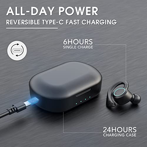 USBERG True Wireless Earbuds Bluetooth 5.3 Earphone, Touch Control with Charging Case, IPX7 Waterproof Stereo Headphone,Long Battery Life Headset Premium Deep Bass (Black) - Thumbnail 5