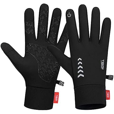 MIBEI Winter Cycling Gloves, Windproof Running Gloves Anti-slip Thermal Touch Screen Gloves for Men and Women Driving Walking Hiking Skiing Black Gloves Cover