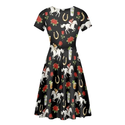 Image of Biyejit Women's Summer Casual Short Sleeve T-Shirt Swing Dress Crew Neck Plus Size S-4XL