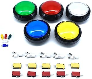5 Pcs 100mm Arcade Push Button LED Dome Illuminated 4 Inches Convex with Microswitch for Jamma MAME Pop'n Music Game Machine Cabinet Console 5 Colors New