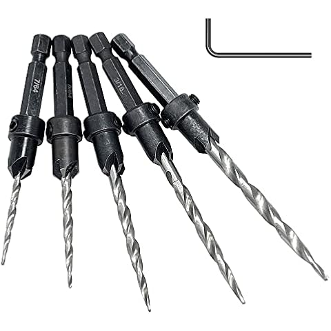 Saipor 5pcs Wood Countersink Drill Bit Set Cover