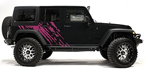 Factory Crafts Splash Side Graphics Kit 3M Vinyl Decal Wrap Compatible with Jeep Wrangler 4 Door 2007-2016 - Pink