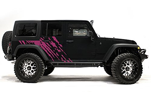 Factory Crafts Splash Side Graphics Kit Vinyl Decal Wrap Compatible with Jeep Wrangler 4 Door 2007-2016 - Pink