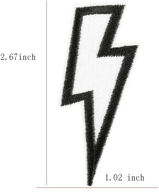 4 Pcs Lightning Iron on Patch for Cloth White Black Lightning Iron/Sew on Embroidered Patches DIY Appliques Accessories for Hats Clothes Jackets Backpacks (Black and White)