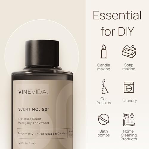 VINEVIDA [4oz] Mahogany Teakwood Fragrance Oil for Candle Making and Soap Making - Premium Candle Scents for Soy Candles - 3