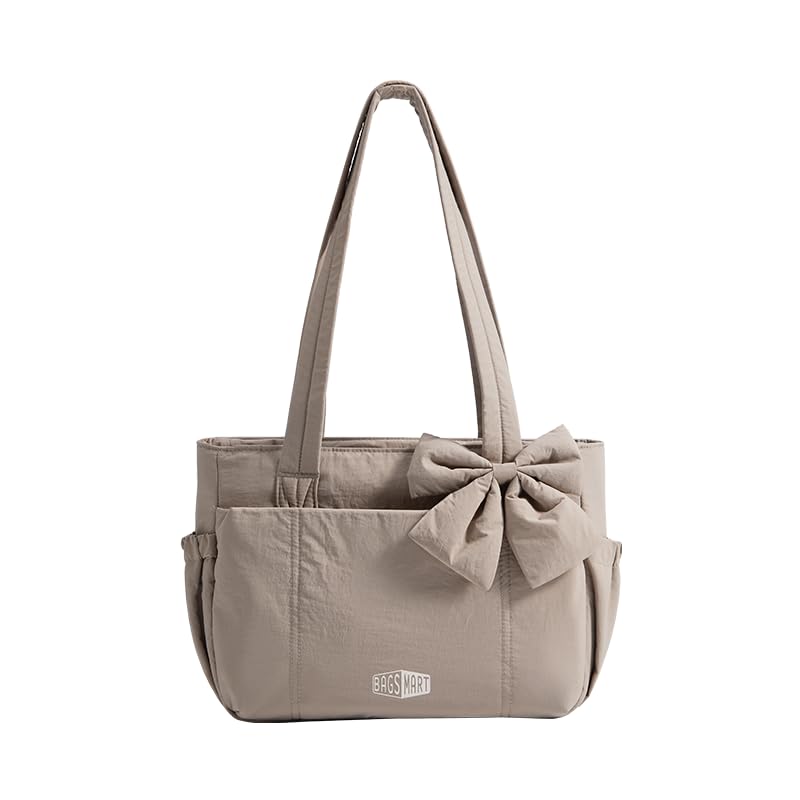 Image of BAGSMART Crush Bow Tote Bag for Women, Puffer Travel Work Yoga Laptop Bag | Large Bow Tote Fits 40oz Tumbler, 15.6 inch Laptop, Yoga Mat Sleeve, Waterproof Pocket, Travel Work Swim Gym Mom Shoulder Handbag